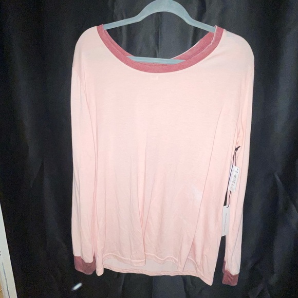 TREASURE & BOND Nordstrom Ringer T Shirt Long Sleeve Pink Smoke Red NWT - Picture 6 of 9
